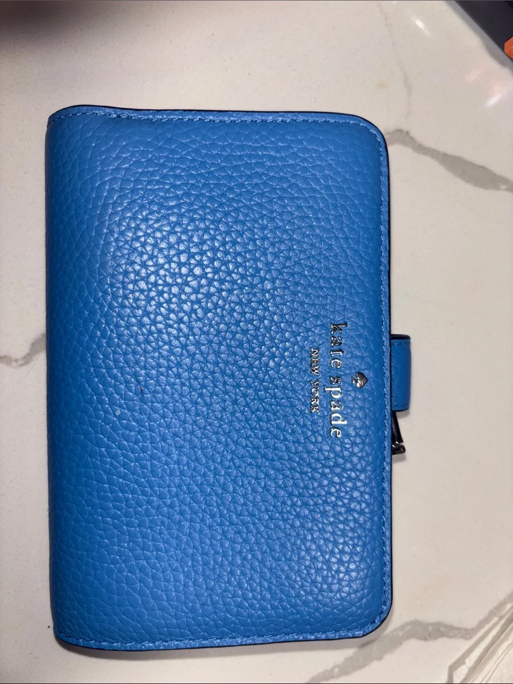 kate spade Pebbled Leather Wallet in Bright Blue